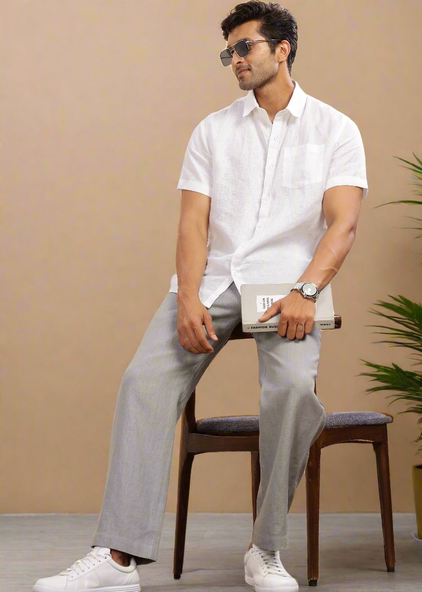 slim fit dress slacks Italian Collar Dress Shirt- Navy – dolce MODA main image 1