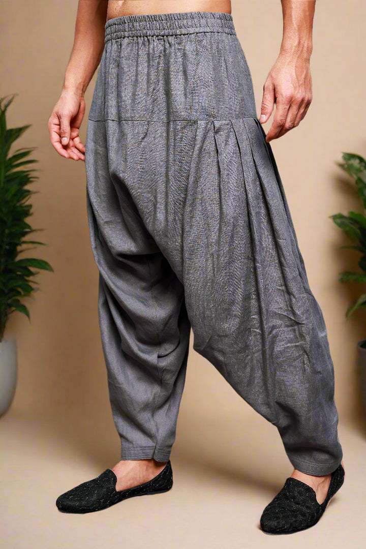 Han - Pure Linen Pathani Pyjama - Charcoal Grey