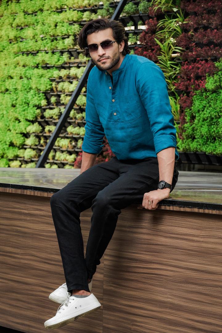 Zen Relaxed Fit Pure Linen Trousers Black