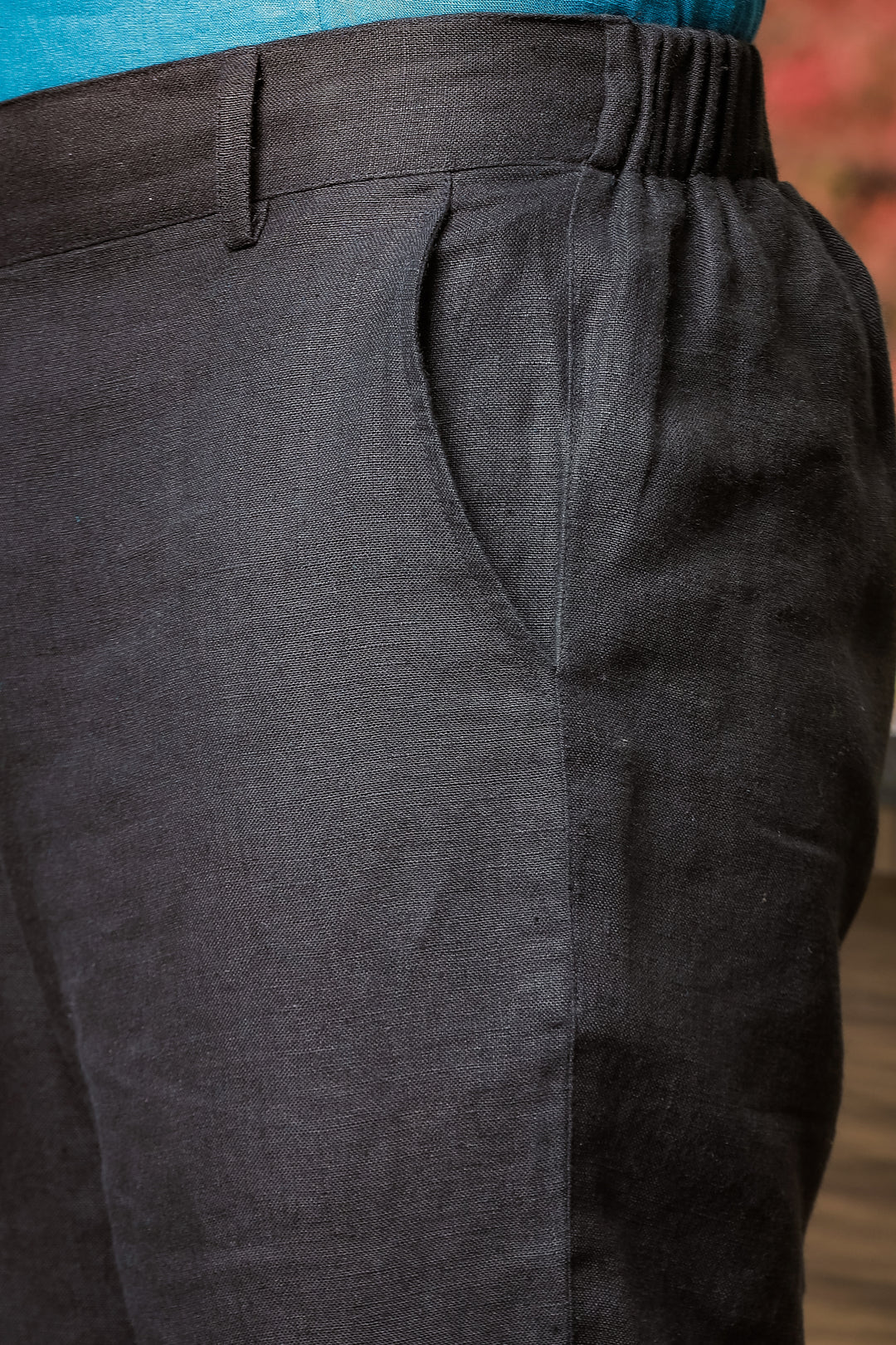 Zen Relaxed Fit Pure Linen Trousers Black