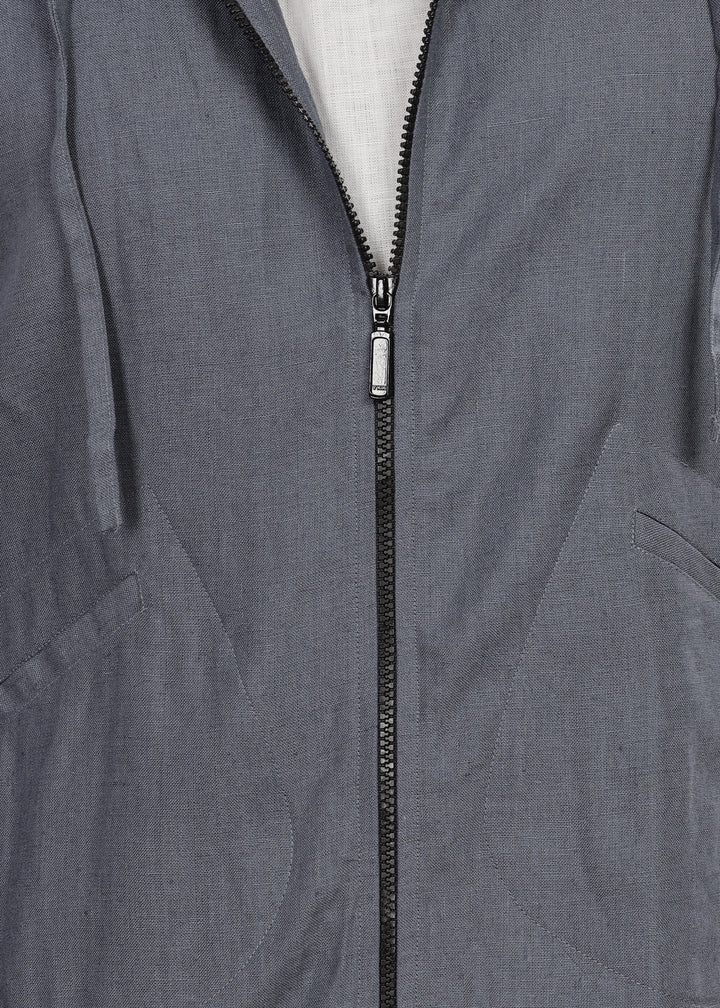 Ace - Pure Linen Hoodie Sweatshirt - Dark Blue Grey (Factory Rescue)