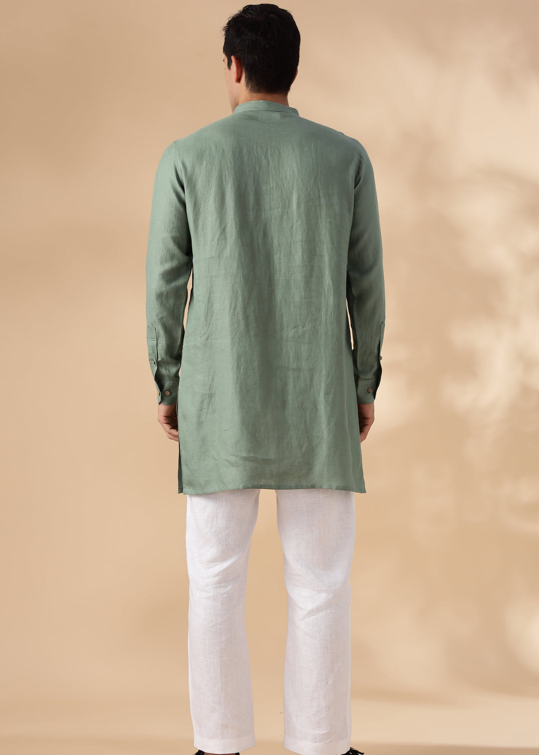 Nirva Kurta - Pure Linen Kurta with Space Tucks | Spring Green