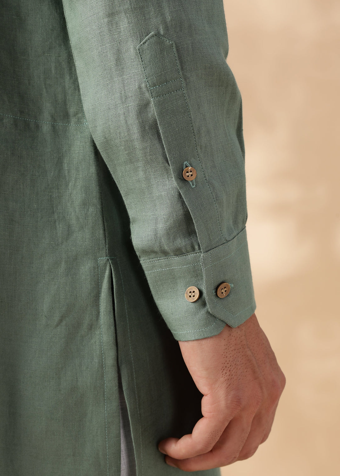 Nirva Kurta - Pure Linen Kurta with Space Tucks | Spring Green