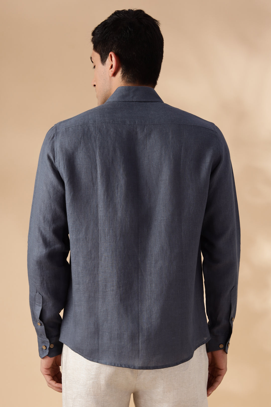 Ron - Pure Linen Full Sleeve Shirt - Gunmetal Grey