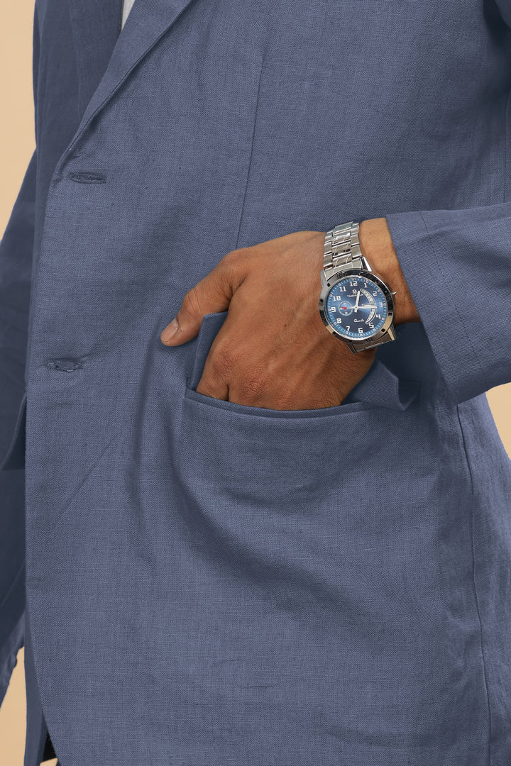 Luther Suit Jacket - Pure Linen Jacket - Dark Blue Grey (Factory Rescue)