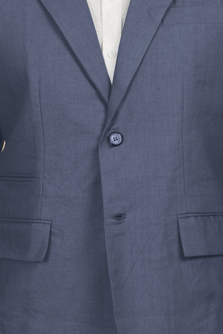 Luther Suit Jacket - Pure Linen Jacket - Dark Blue Grey (Factory Rescue)