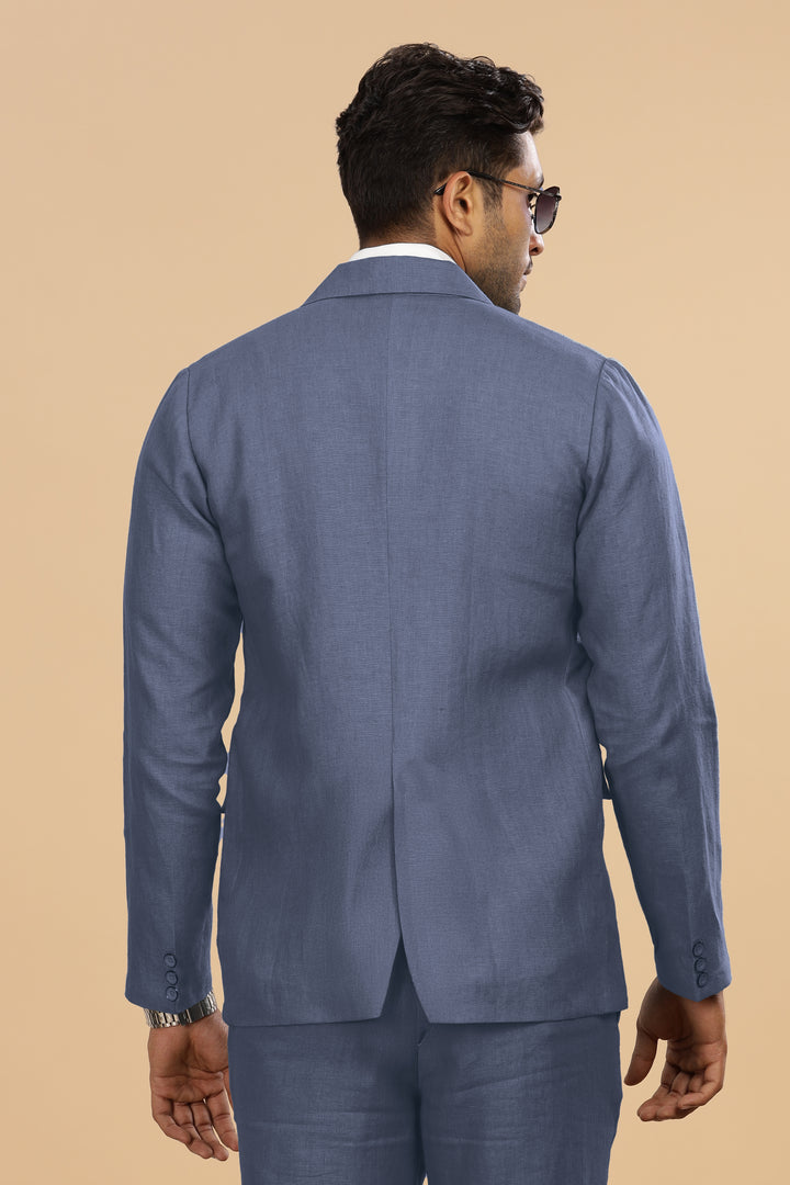 Luther Suit Jacket - Pure Linen Jacket - Dark Blue Grey (Factory Rescue)