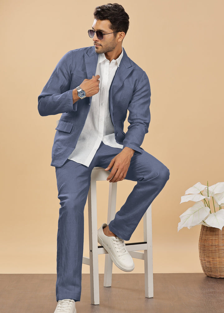 Luther Suit Jacket - Pure Linen Jacket - Dark Blue Grey (Factory Rescue)