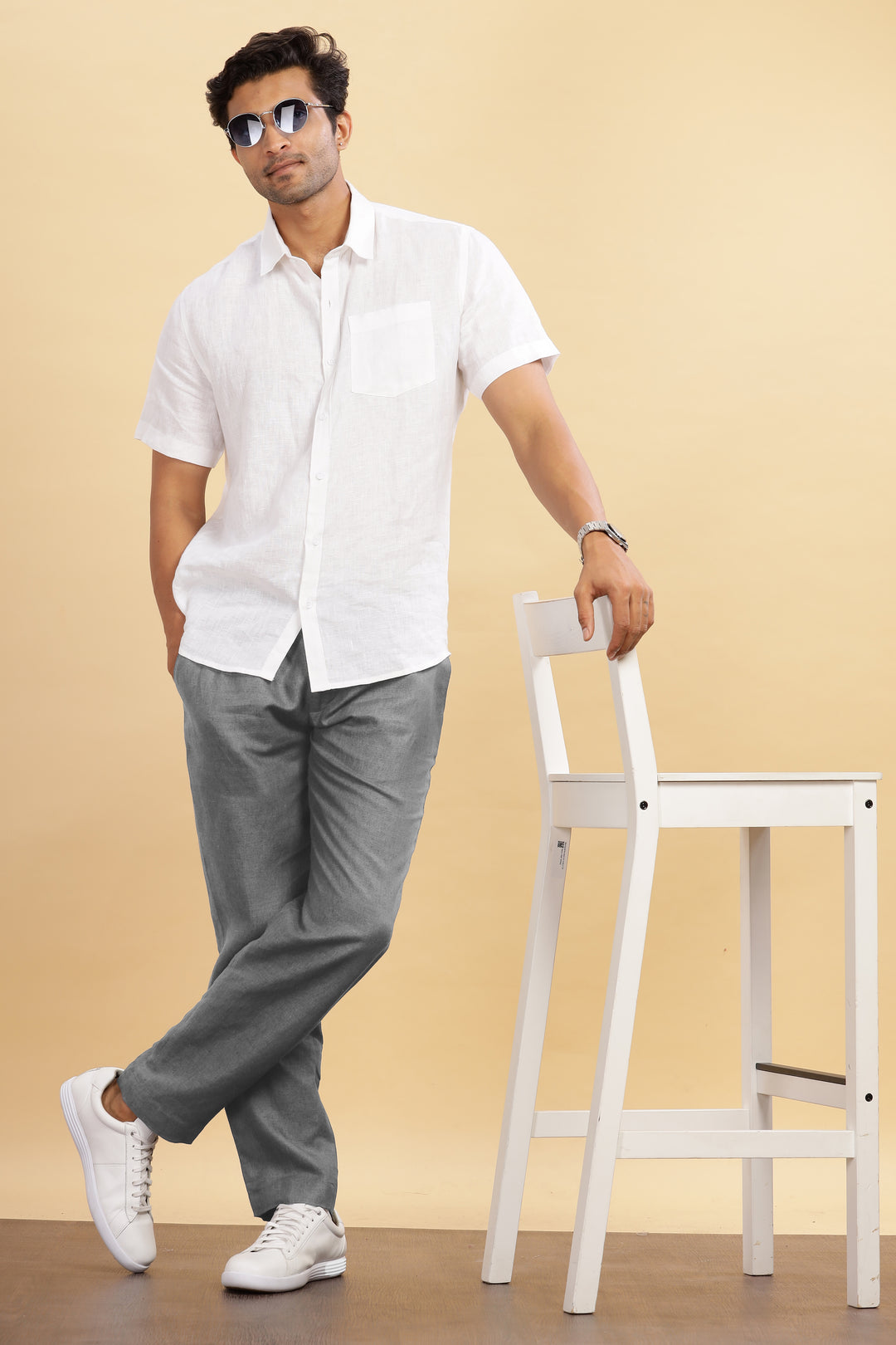 Drake - Pure Linen Trousers With Elastic Waist Band, Drawcord & Zipper - Steel Grey (Factory Rescue)