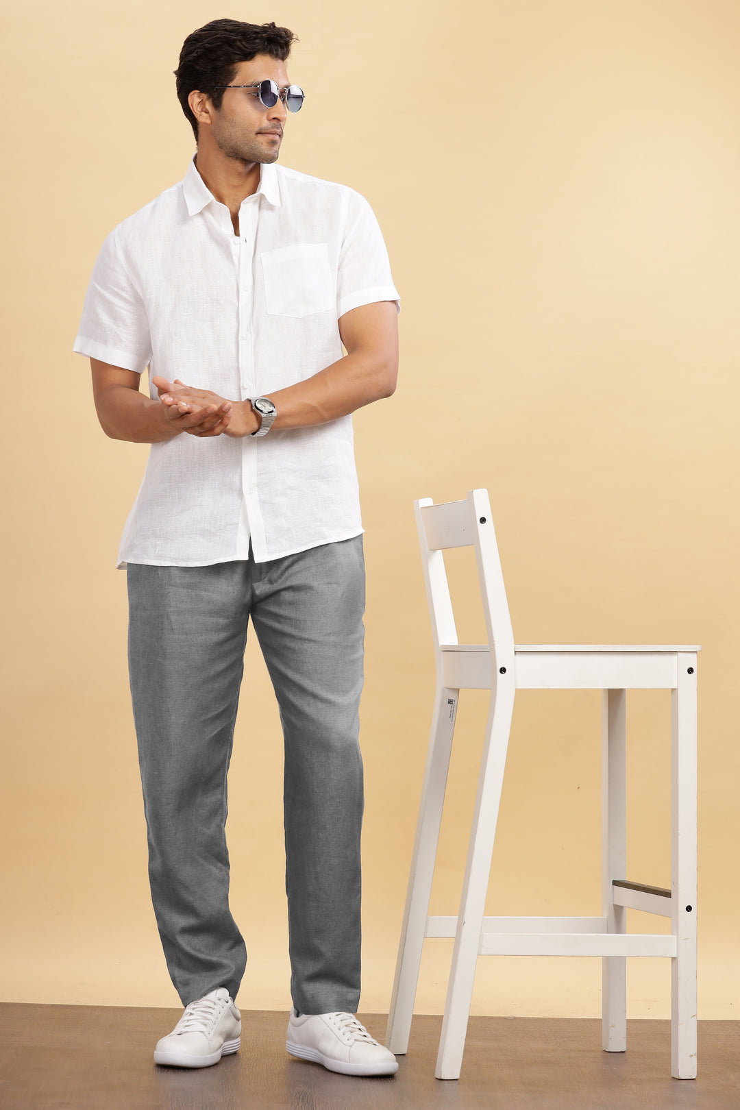 Drake - Pure Linen Trousers With Elastic Waist Band, Drawcord & Zipper - Steel Grey (Factory Rescue)