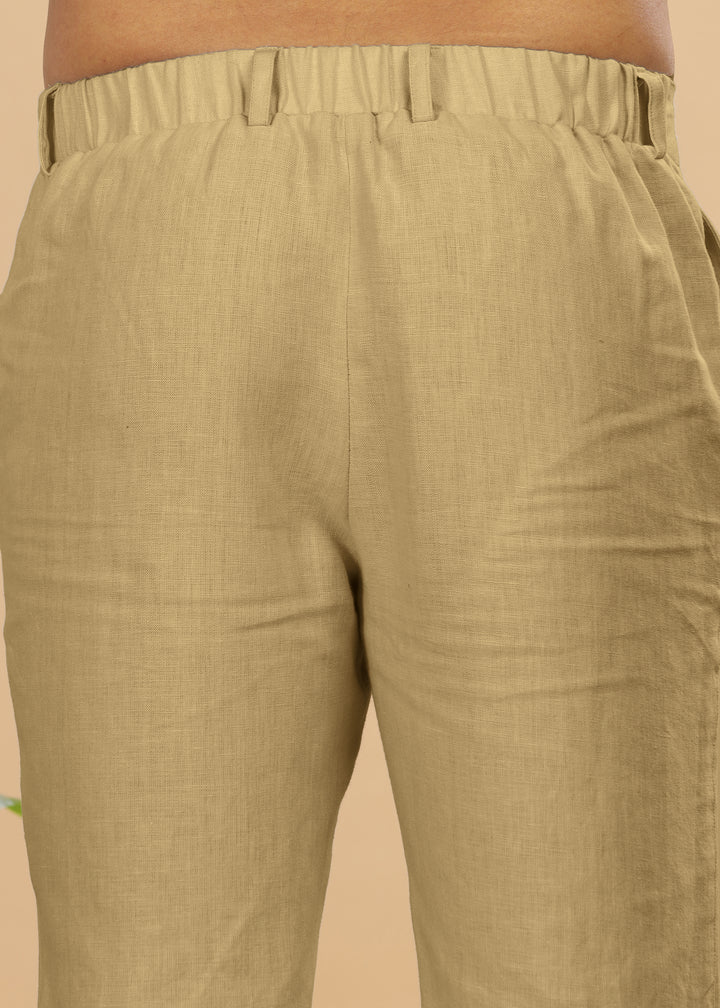 Zen Relaxed Elastic Pure Linen Trousers - Sage Green