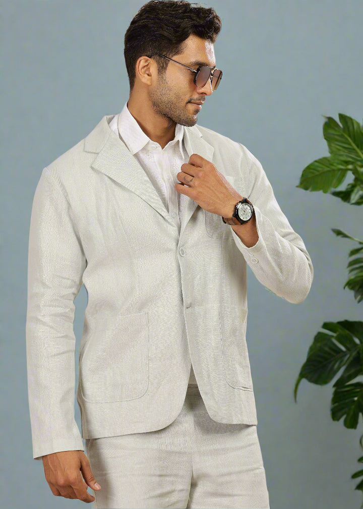 Bond - Classic Pure Linen Jacket - Powder Blue