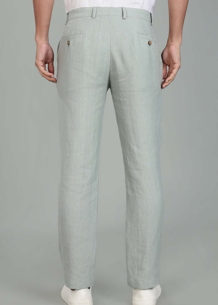 Ian Pure Linen Trousers - Slow Green