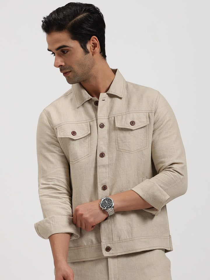 Ecru Linen Jacket & Jogger Co-Ord Set