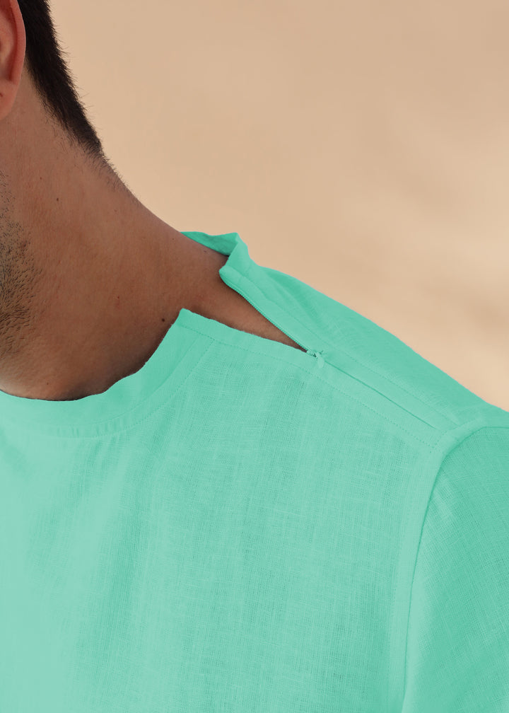 Morgan - Pure Linen Short Sleeve T-Shirt - Spearmint Green