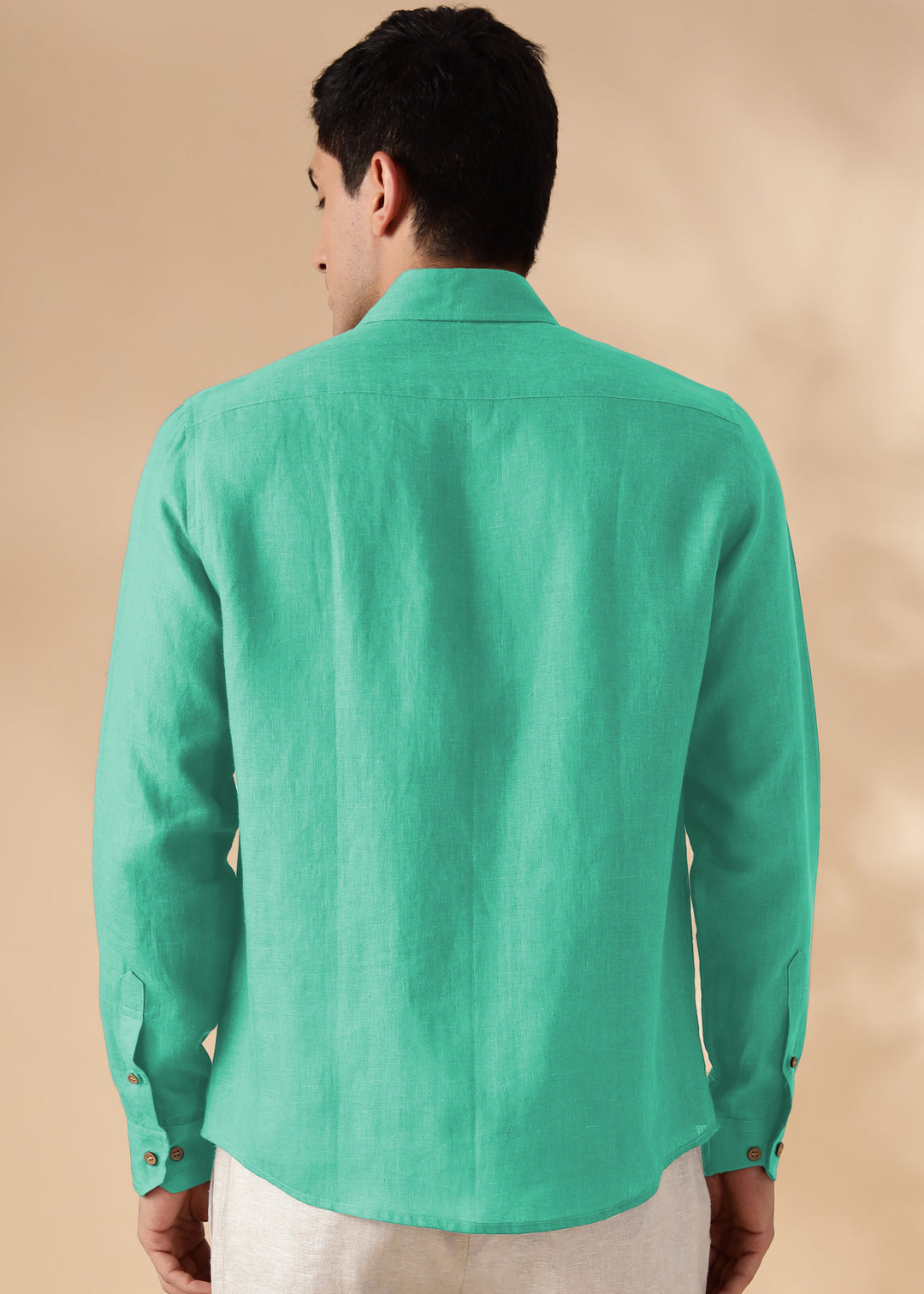 Ron - Pure Linen Full Sleeve Shirt - Spearmint Green