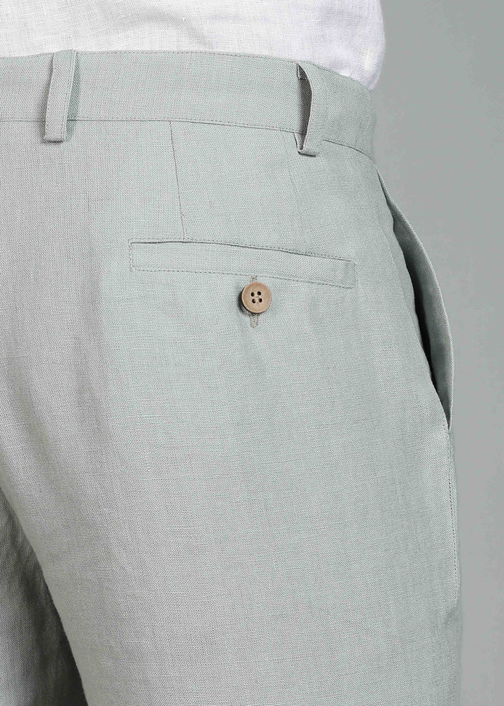 Ian Pure Linen Trousers - Slow Green