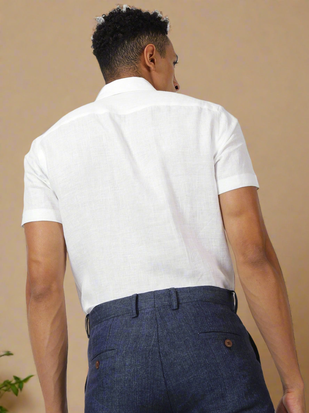 Ron - Pure Linen Half Sleeve Shirt - White (Factory Rescue)