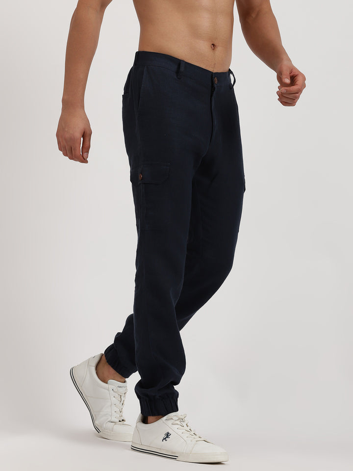 Finn - Linen Joggers - Navy Blue