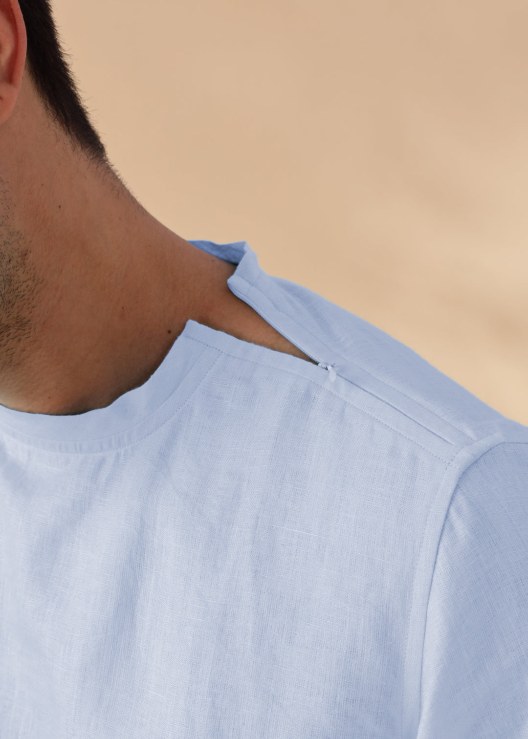 Morgan - Pure Linen Short Sleeve T-Shirt - Periwinkle Blue