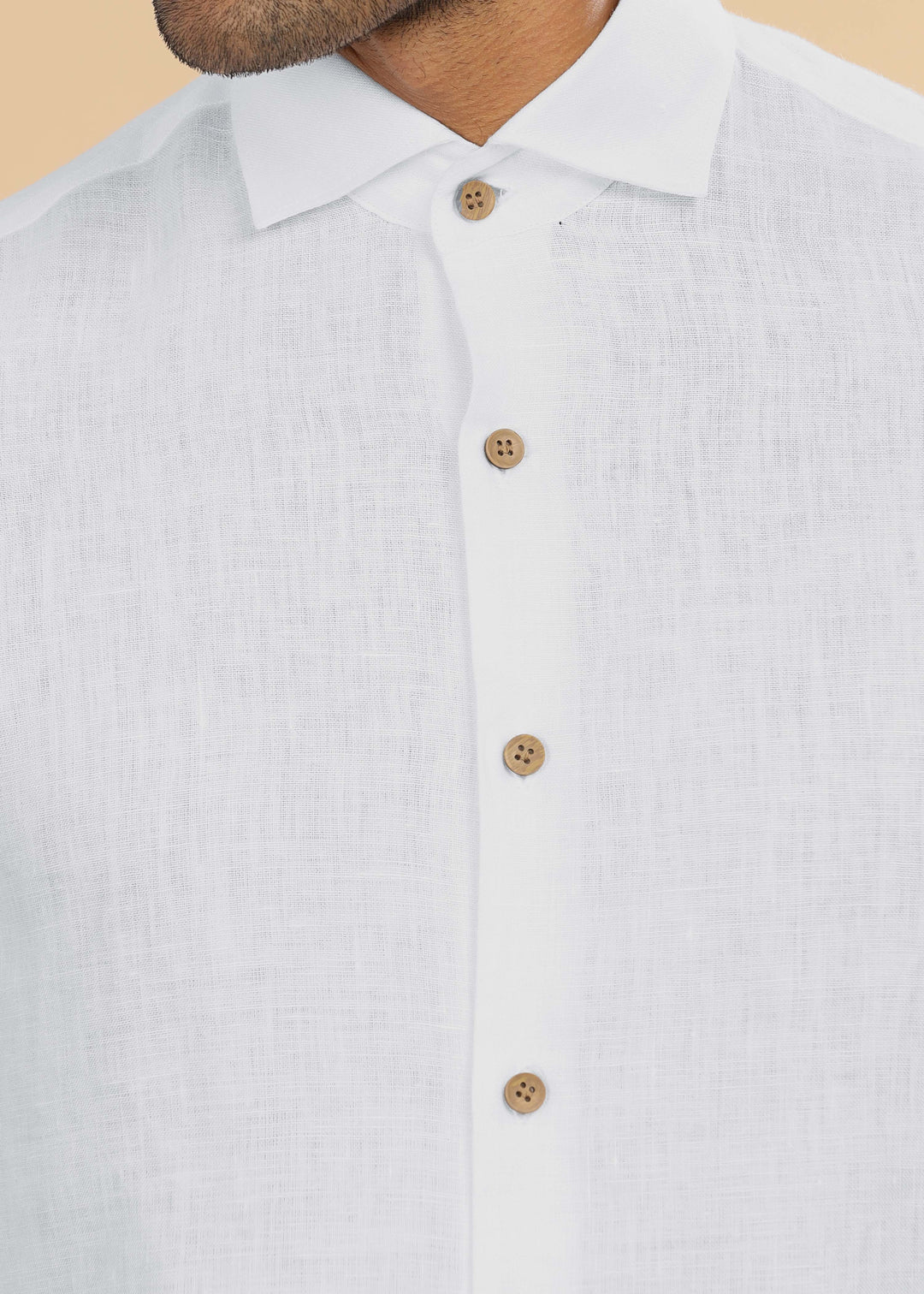 Monarc - Pure Linen Spread Collar Full Sleeve Shirt - Light Grey