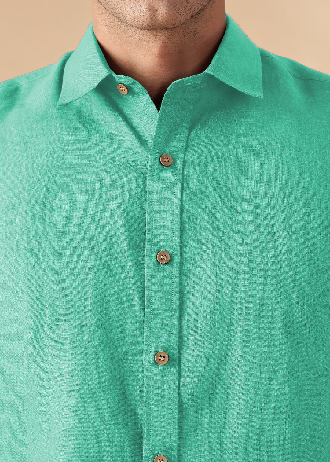 Ron - Pure Linen Full Sleeve Shirt - Spearmint Green