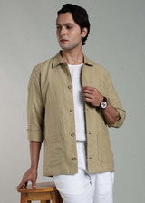 Jade - Pure Linen Shacket - Sage Green