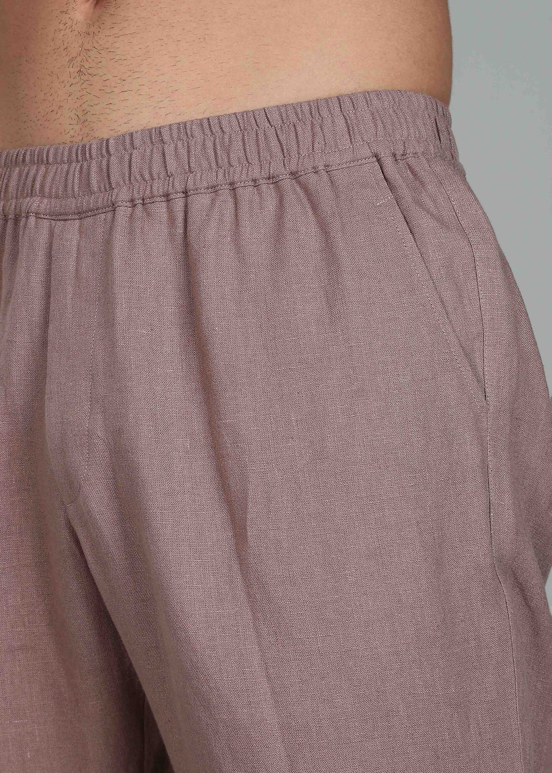Ivo -  Pure Linen Casual Relaxed Elastic Pants - Muted Brown