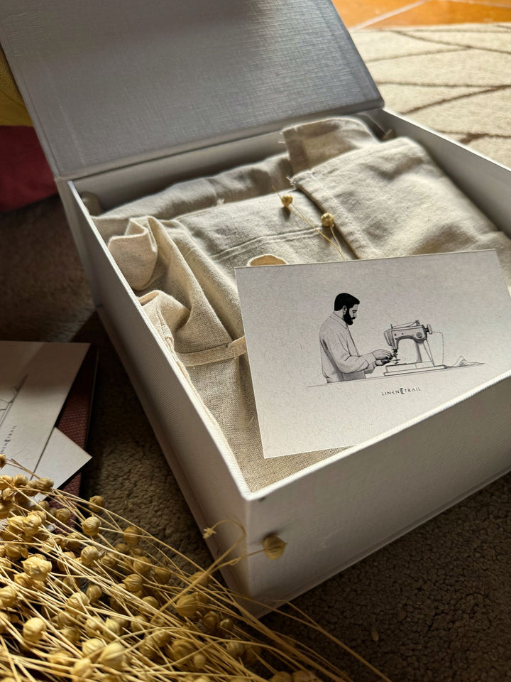 100% Pure White Linen Fabric | Box