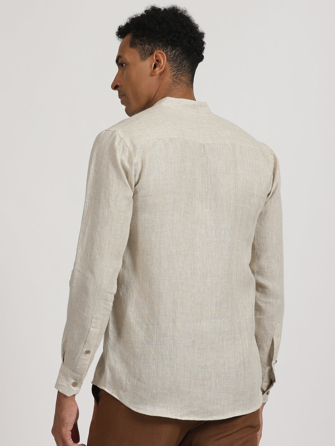 Wilson - Pure Linen Hand Embroidered Full Sleeve Shirt - Ecru