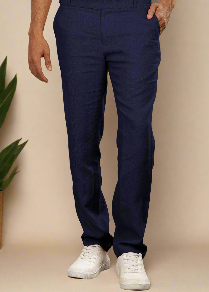 パンツ MALO DARK BLUE LINEN PANTS 46fde676dd6acf6b3e17b971ada96c