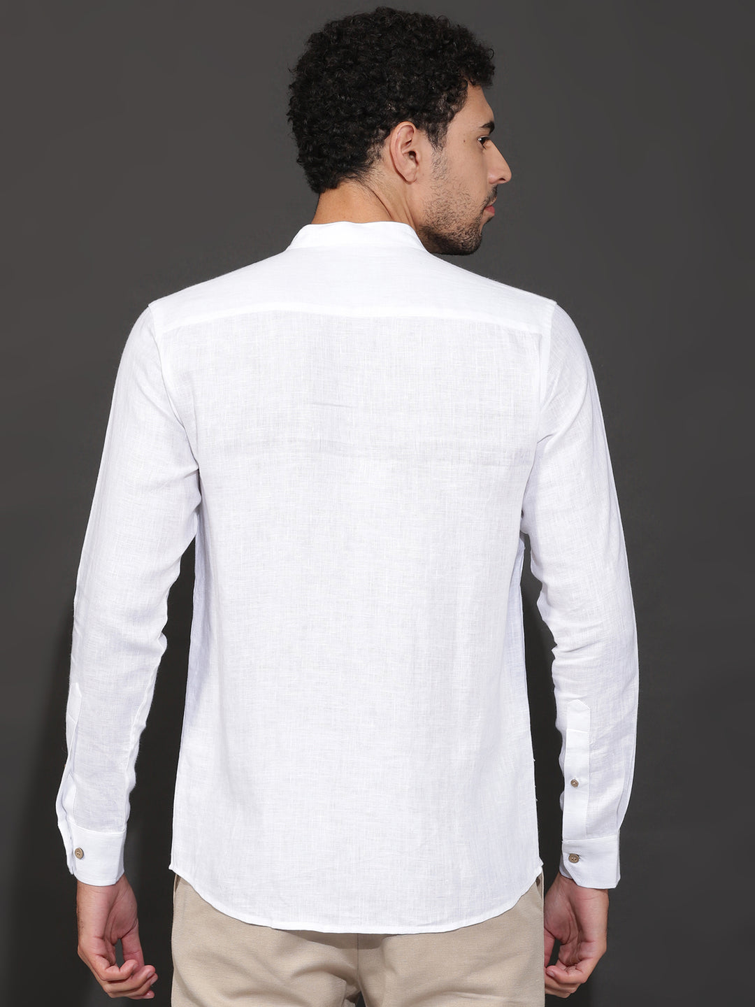 Rickson - Pure Linen Pleat Detailed Full Sleeve Shirt - White
