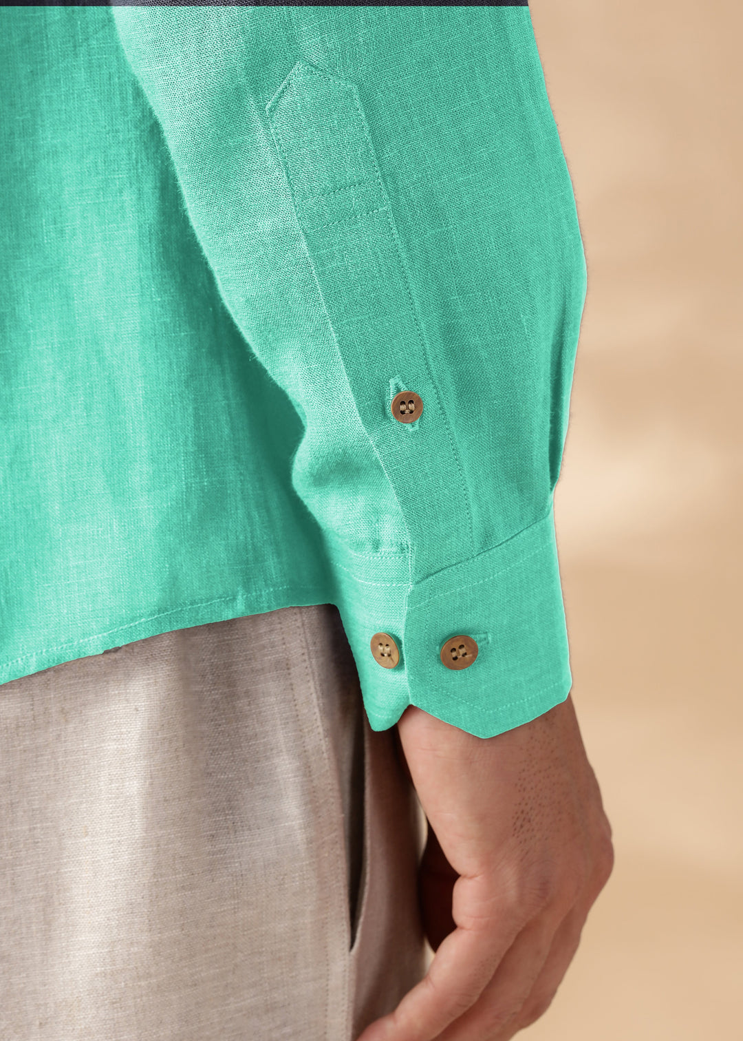 Ron - Pure Linen Full Sleeve Shirt - Spearmint Green