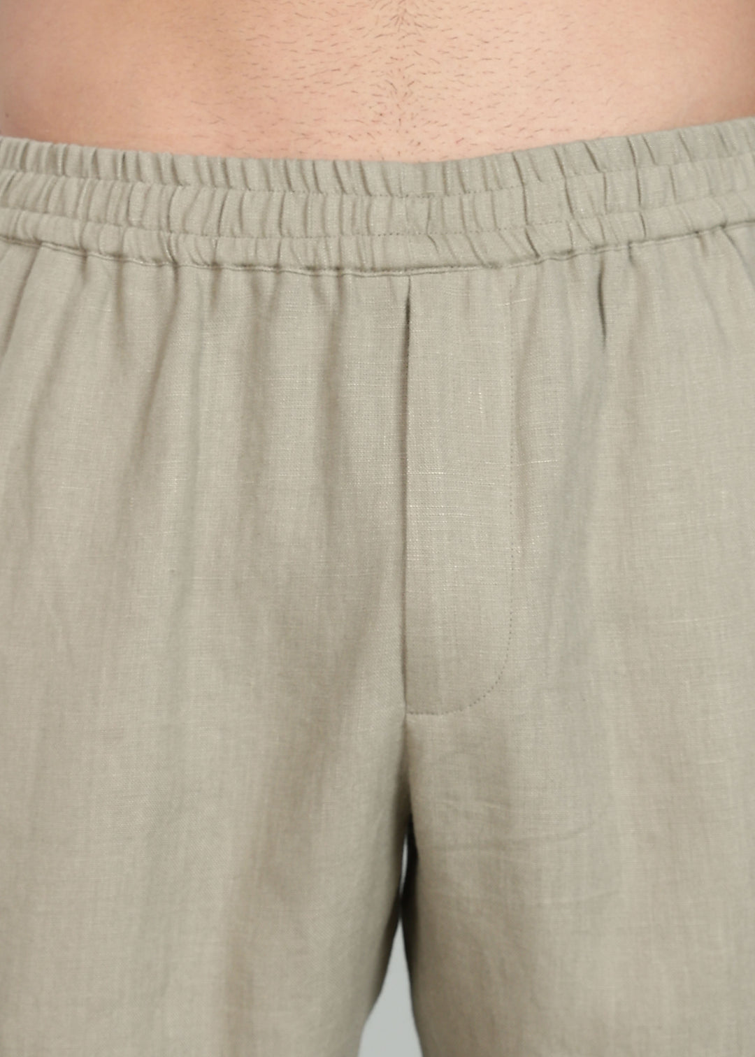 Ivo -  Pure Linen Casual Relaxed Elastic Pants - Artichoke Green