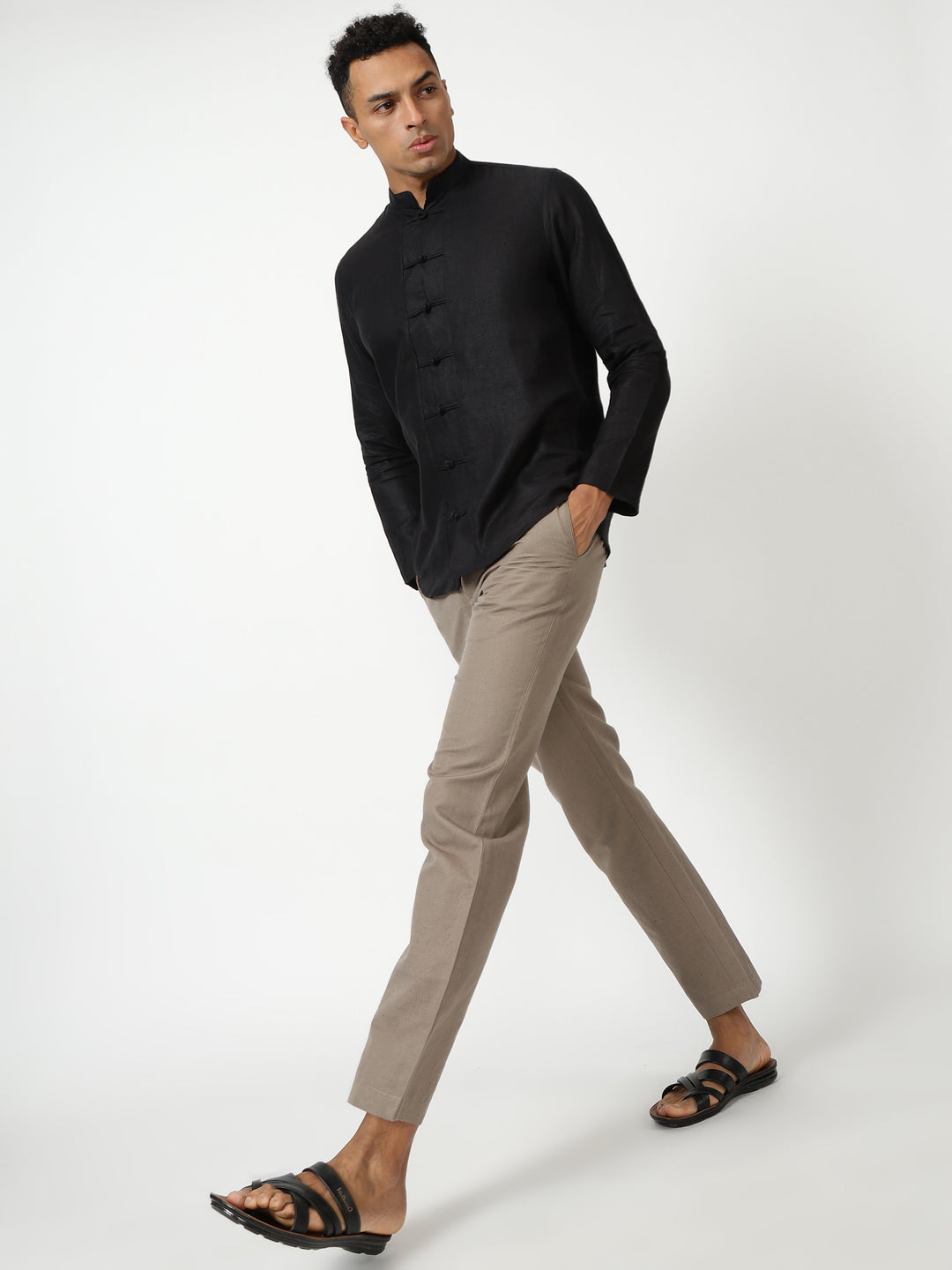Marco - Pure Linen Full Sleeve Shirt - Black