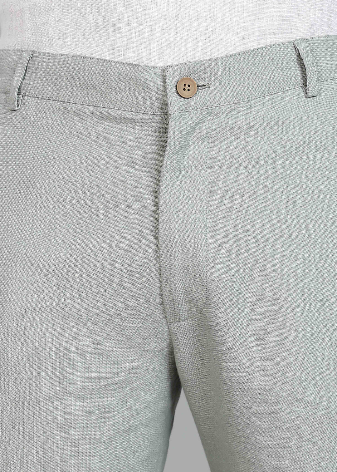 Ian Pure Linen Trousers - Slow Green