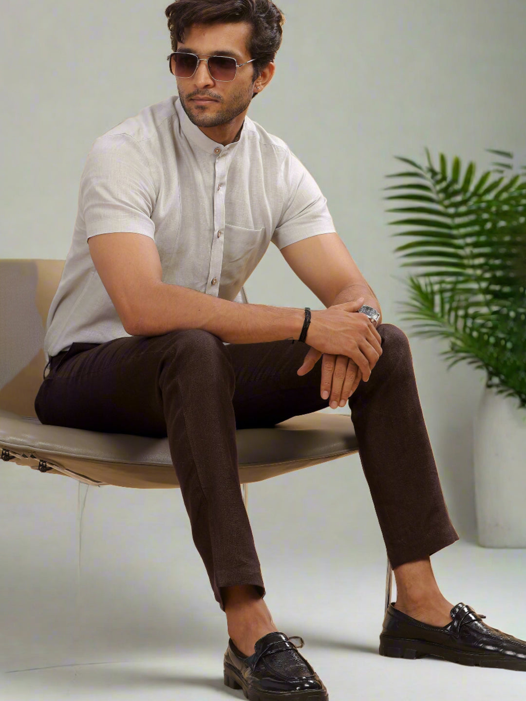 Ian Pure Linen Trousers - Cocoa Brown
