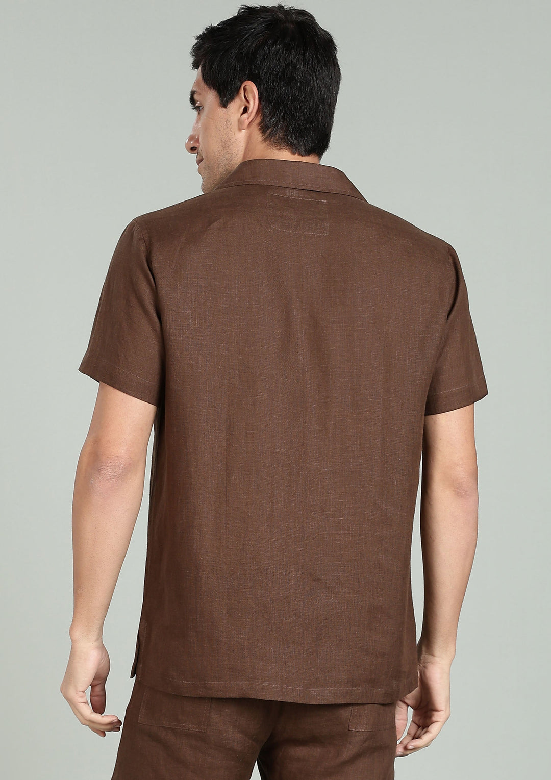 Noel T Shirt - Pure Linen Pullover T shirt - Coffee Brown