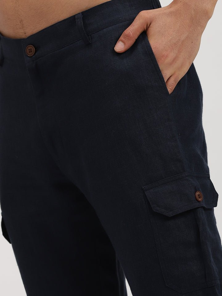 Finn - Linen Joggers - Navy Blue