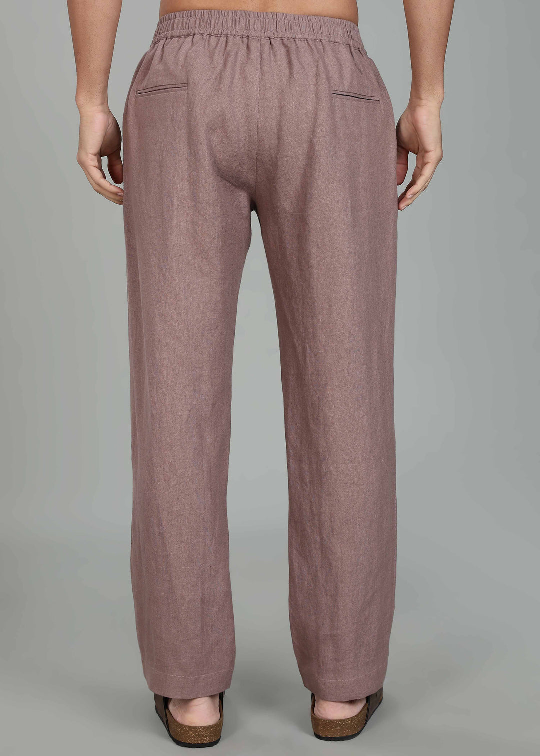 Ivo -  Pure Linen Casual Relaxed Elastic Pants - Muted Brown