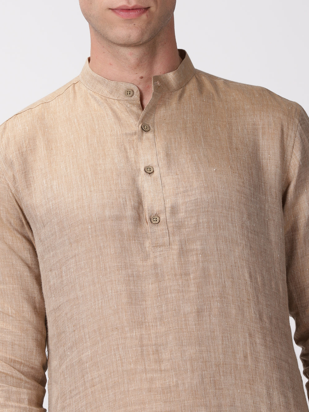 Kurta Sets - Parker Pure Linen Short Kurta | Mocha