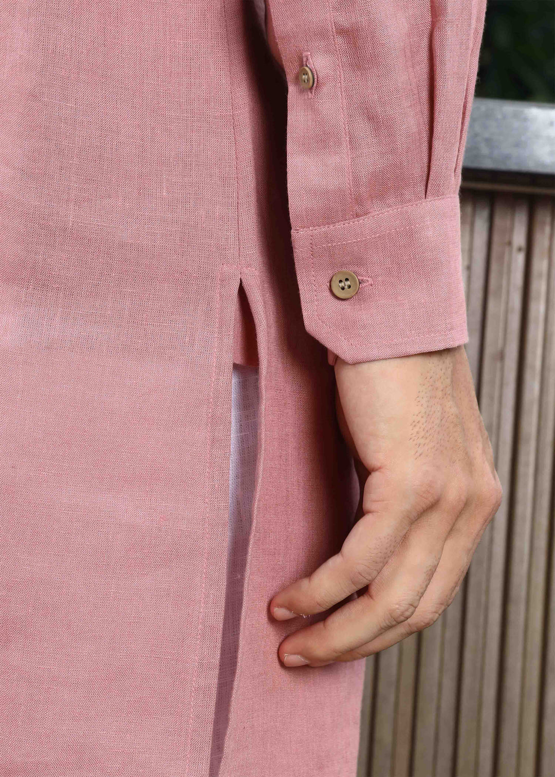 Sid Kurta - Pure Linen Kurta with Concealed Placket | Dusty Pink