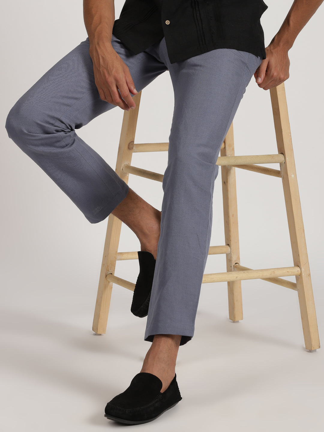 Ian Chino Pants - Men's Linen Trousers - Pitch Blue