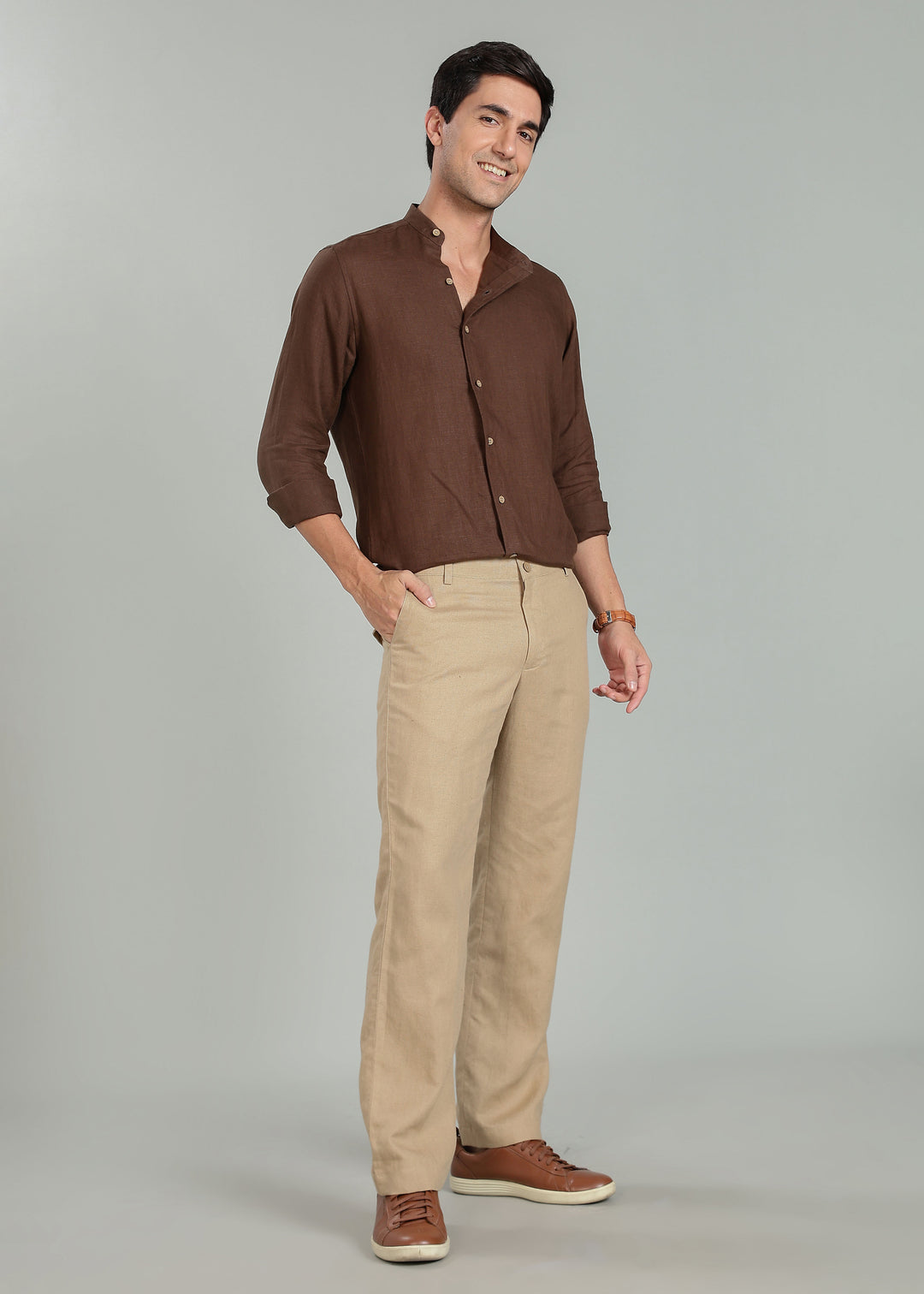 Ray Pants - Pure Linen Pants - Light Hazelnut Brown