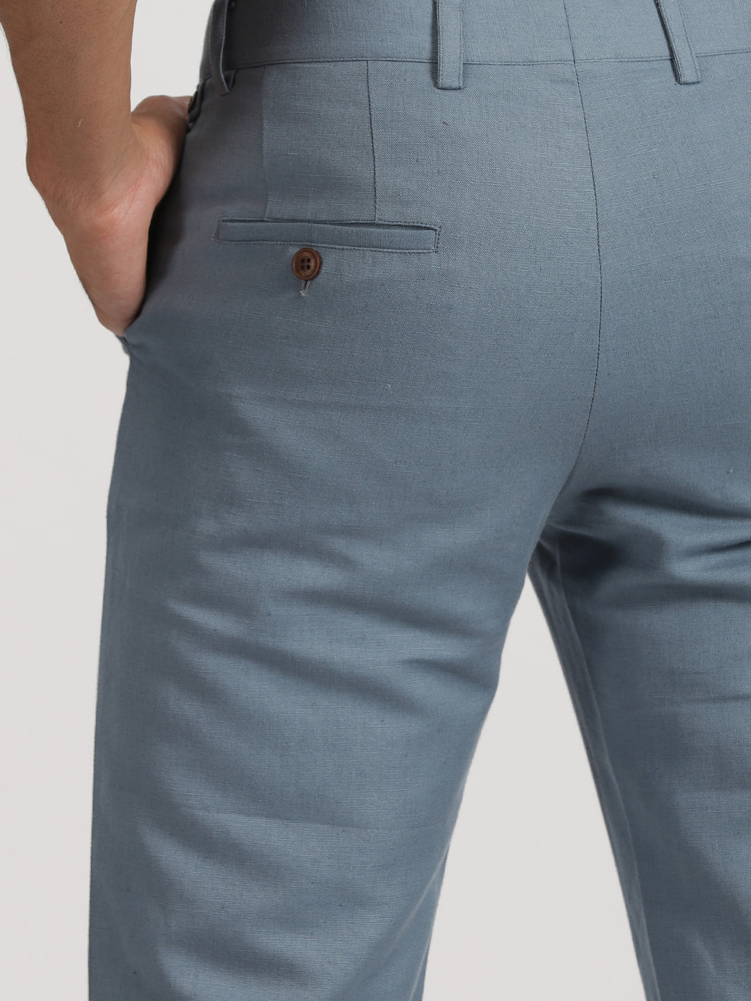 Ian Chino Pants - Men's Linen Trousers - Teal Blue