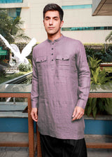 Aman - Pure Linen Long Kurta with Double Pocket - Cameo Pink