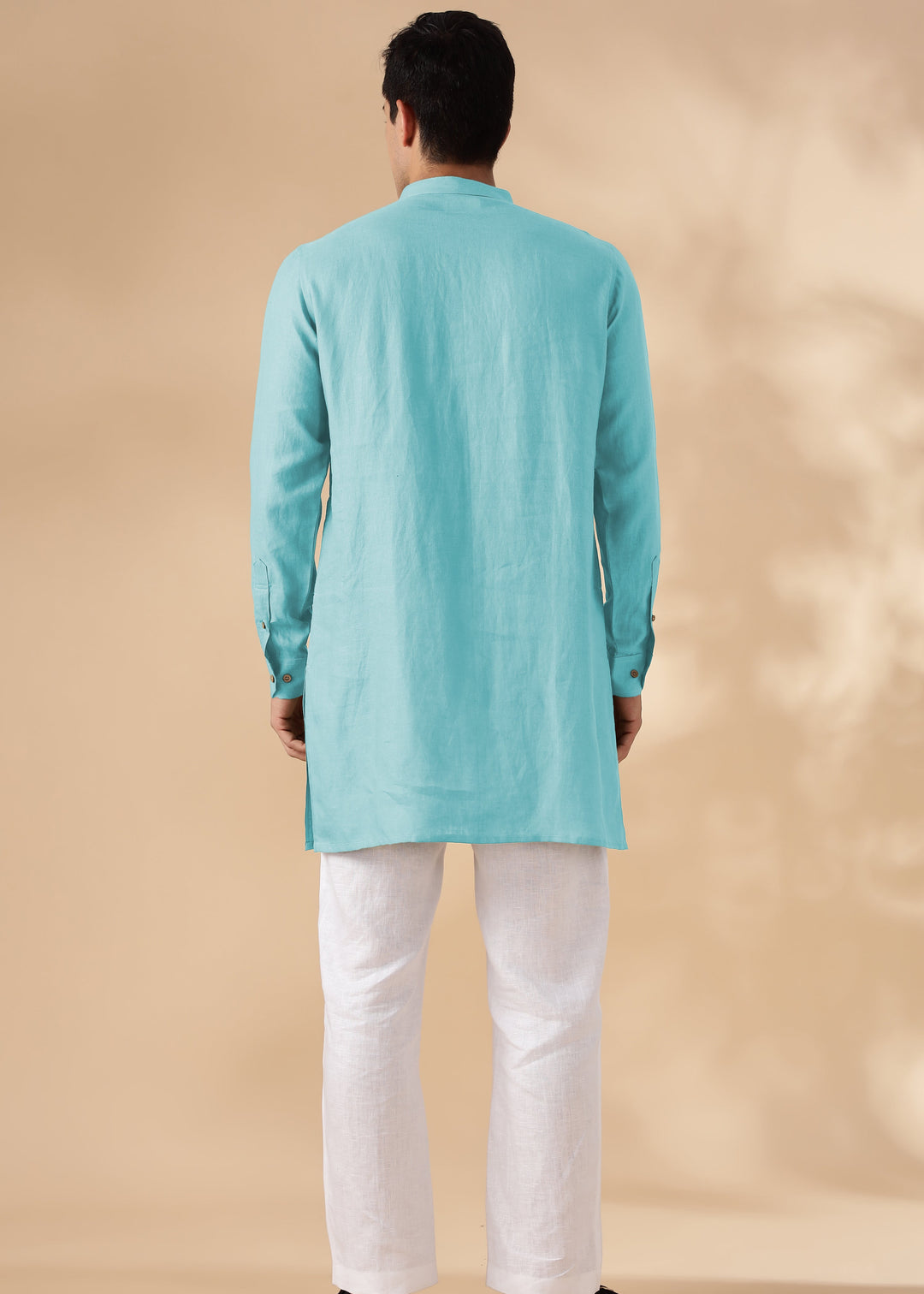Nirva Kurta - Pure Linen Kurta with Space Tucks | Ice Blue