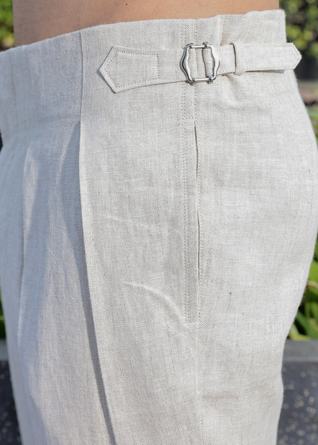 Dollar - Pure Linen Pleated Trousers with Adjustable Waistband – Ecru