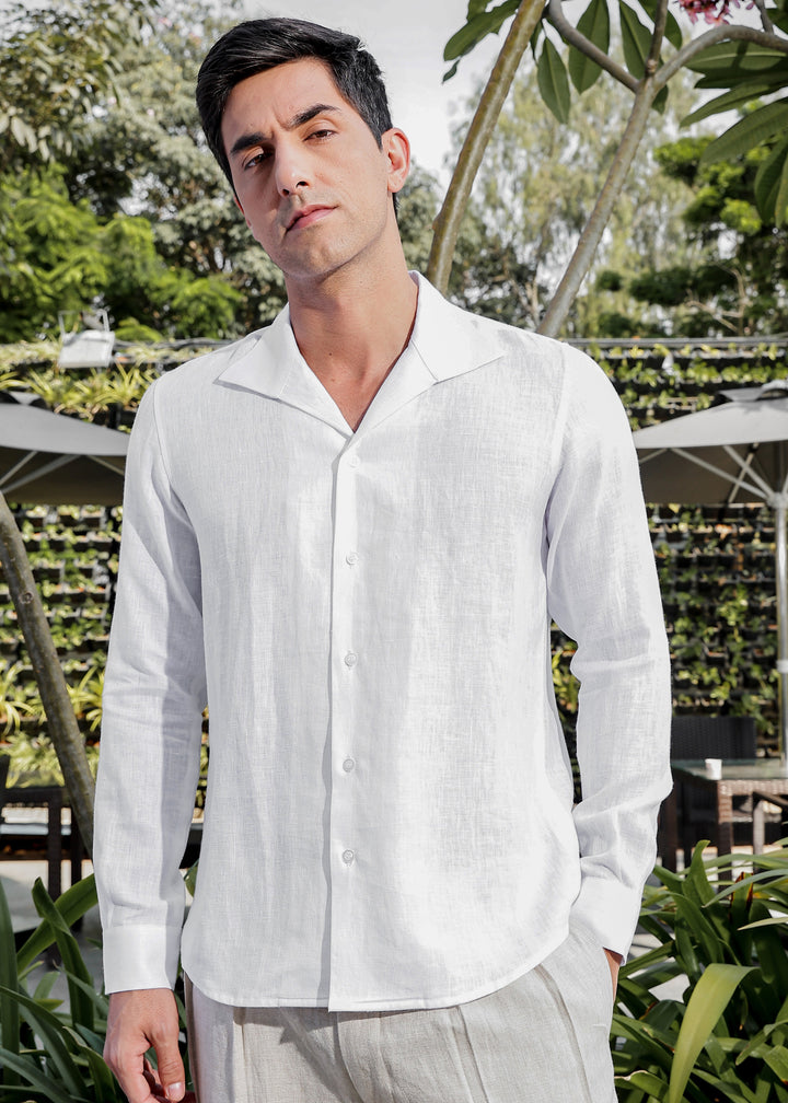 Tom - Continental Single Piece Collar Formal Shirt - White