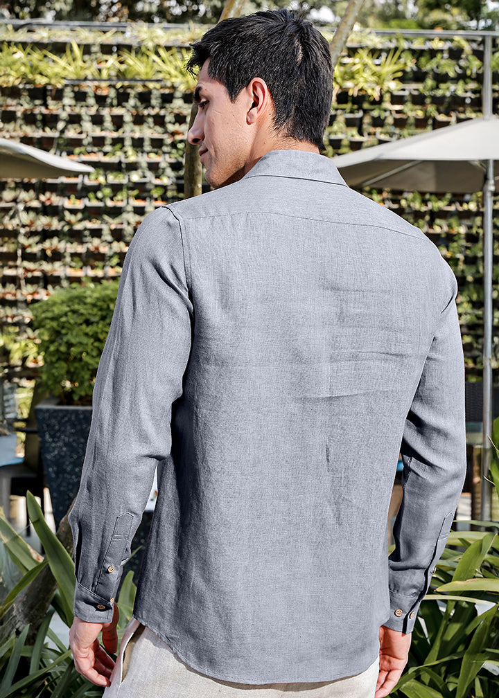 Sigma - Full Sleeve Pure Linen All-Occasion Shirt - Slate Grey